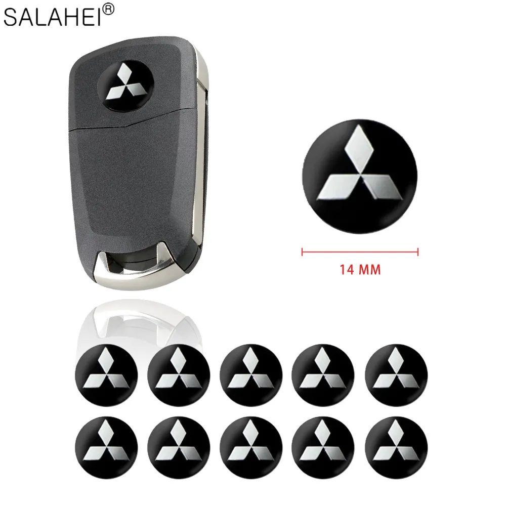 

10pcs Car Intelligent Key Emblem Sticker 14mm For Mitsubishi Ralliart Lancer 9 10 Asx Outlander 3 Pajero Sport L200 Badge Galant