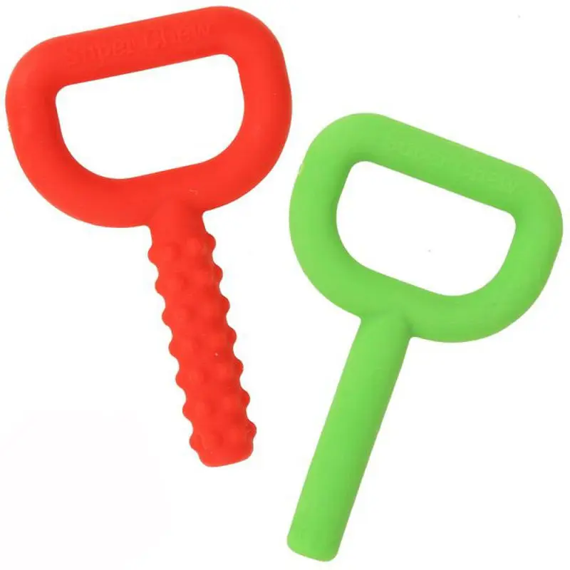 

2PCS Silicone Knobby Chew Toys Smooth Textured Key Shape Teether Super Chewing Tube Sensory Tool for Autism Special Needs