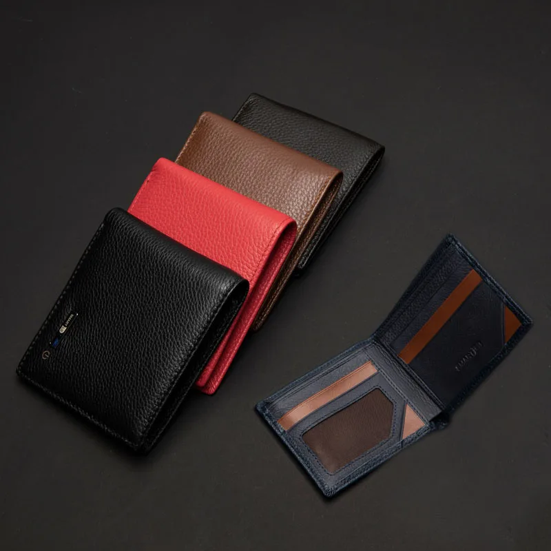 Умный мужской кошелек из натуральной кожи с функцией защиты от потери|Мужские