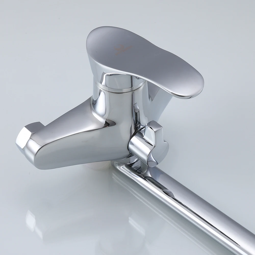

MYNAH Rotatable Shower Faucet Wall Mounted Bathroom Long Spout Cold & Hot Water Mixer Bathtub Faucet Double Outlet Water Tap