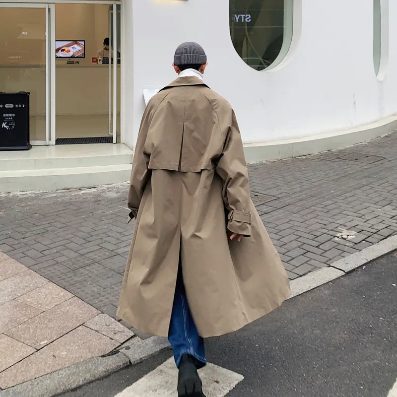Тренч мужской в Корейском стиле модная однотонная Повседневная Длинная Куртка