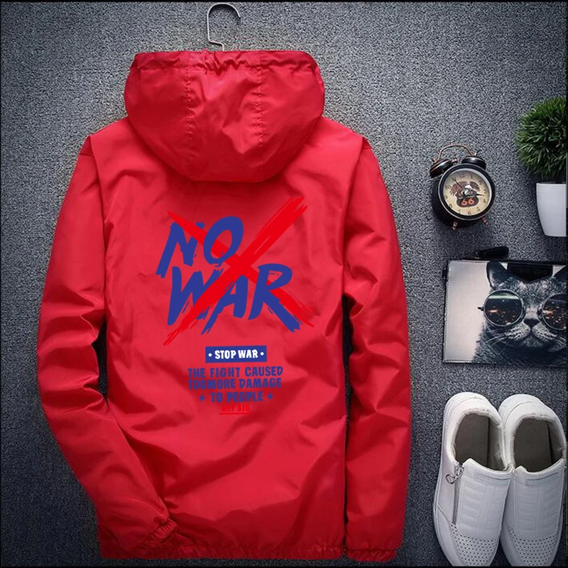 2019 Autumn Fashion Men's Windbreaker Jacket Fitness Running Clothes Student Casual Loose Lapel Hooded | Мужская одежда