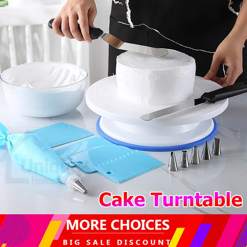 

360° Rotating 10 Inch Turntable Baking Mold Decorating Cake Pan White Non-Slip Pan Cake Turntable Household Kitchen