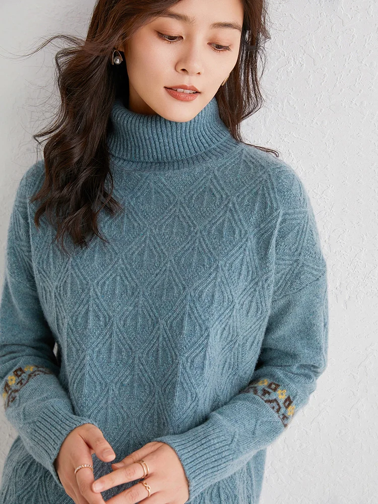 adishree 2020 woman winter 100% Cashmere sweaters and autumn knitted Pullovers High Quality Warm Female thickening Turtleneck