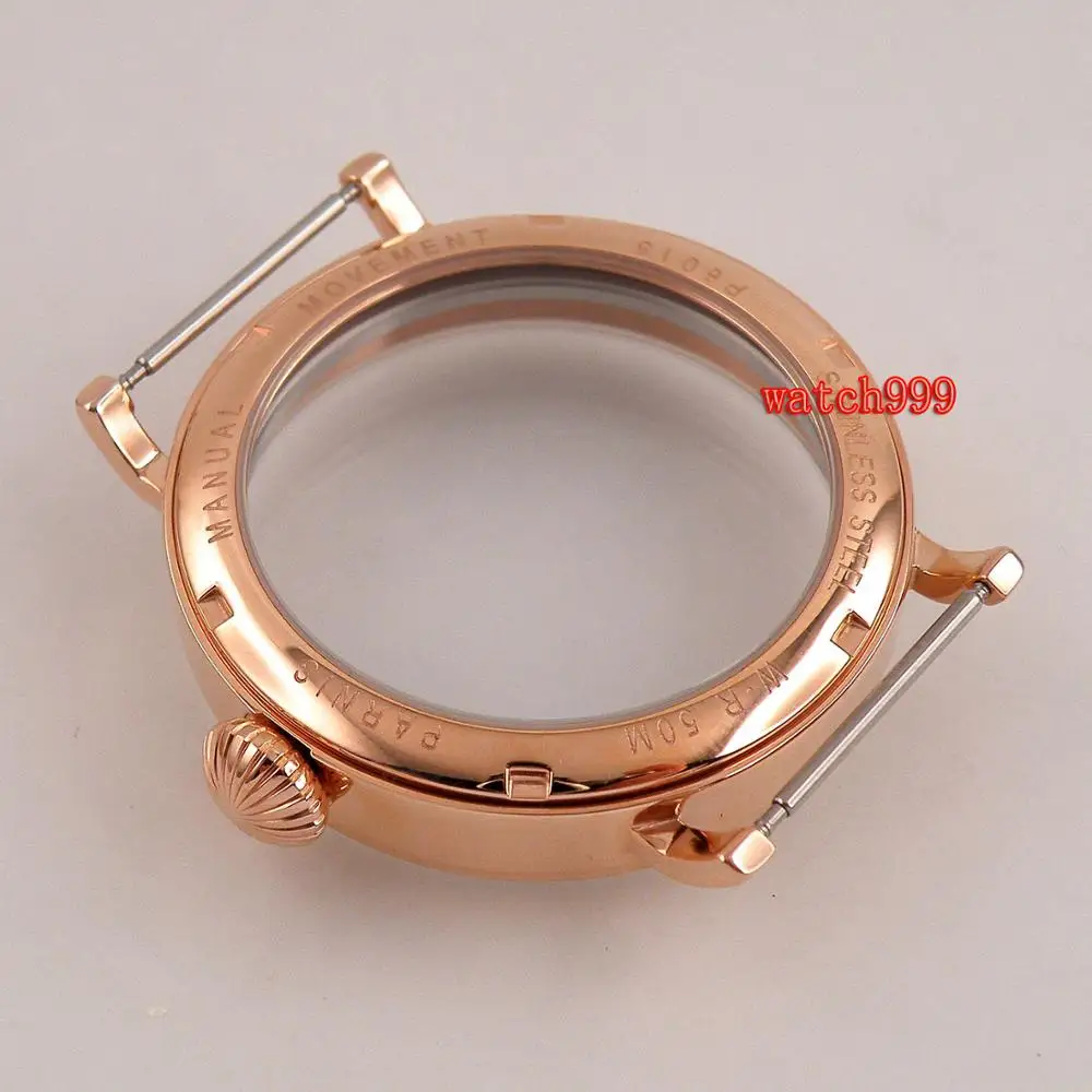 Высокое качество 46 мм полированная нержавеющая сталь розовый золотой чехол для