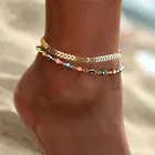 Женский браслет на лодыжку, летний браслет золотого цвета с бусинами в виде глаза, Пляжная цепочка, ювелирные изделия, 2021