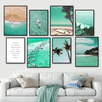 sea landscape beach palm island surfboard wall art canvas painting nordic posters and prints wall pictures for living room decor