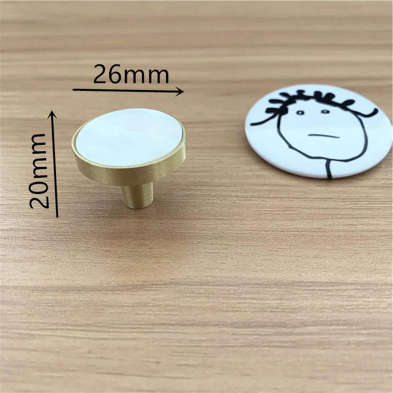 diameter 26mm В скандинавском стиле, твердая латунная ручка, инкрустированная морской раковиной, китайский стиль, ручка для шкафа, выдвижная ручка, дверная ручка, мебельная фурнитура - Цвет: diameter 26mm