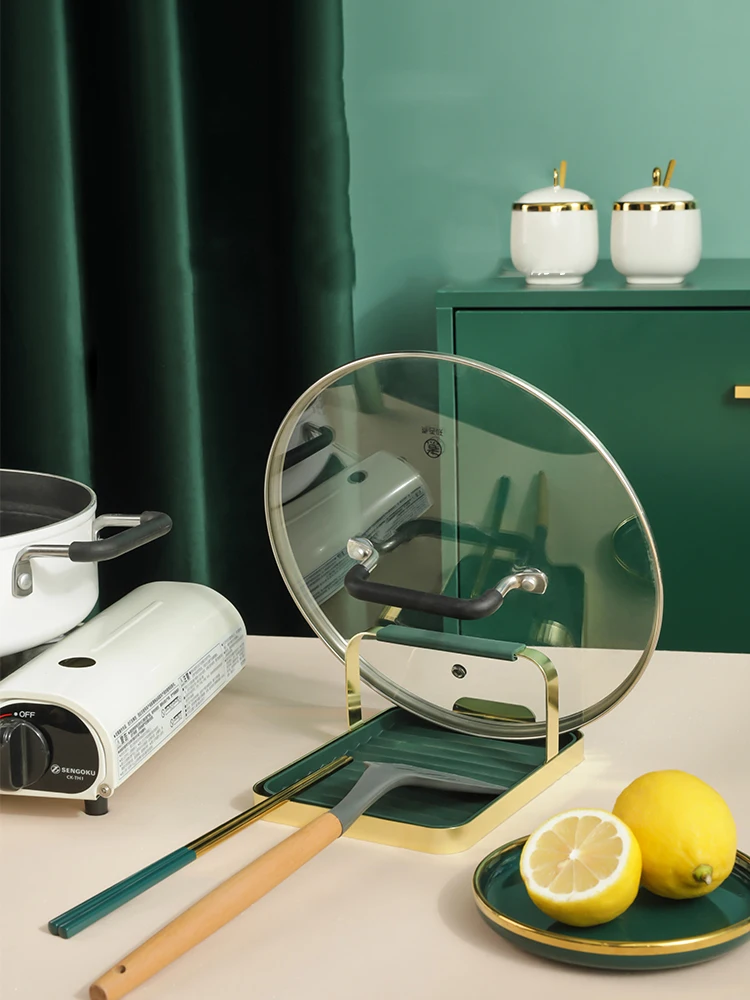 Кухонная стойка для крышек столешница двухцветная кованая Нескользящая съемная