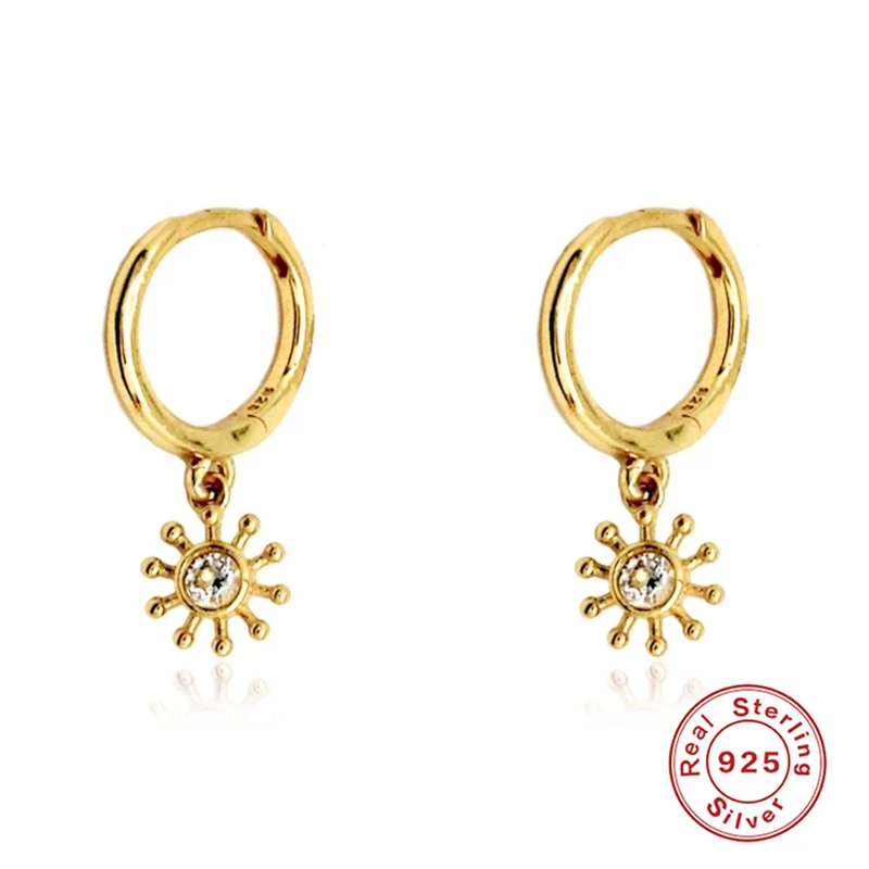 

Aide 100% 925 Sterling Silver Drop Earrings Ins Wind Sunburst Earring For Women Hoops Zircon Diamond Fine Jewelry Pendientes