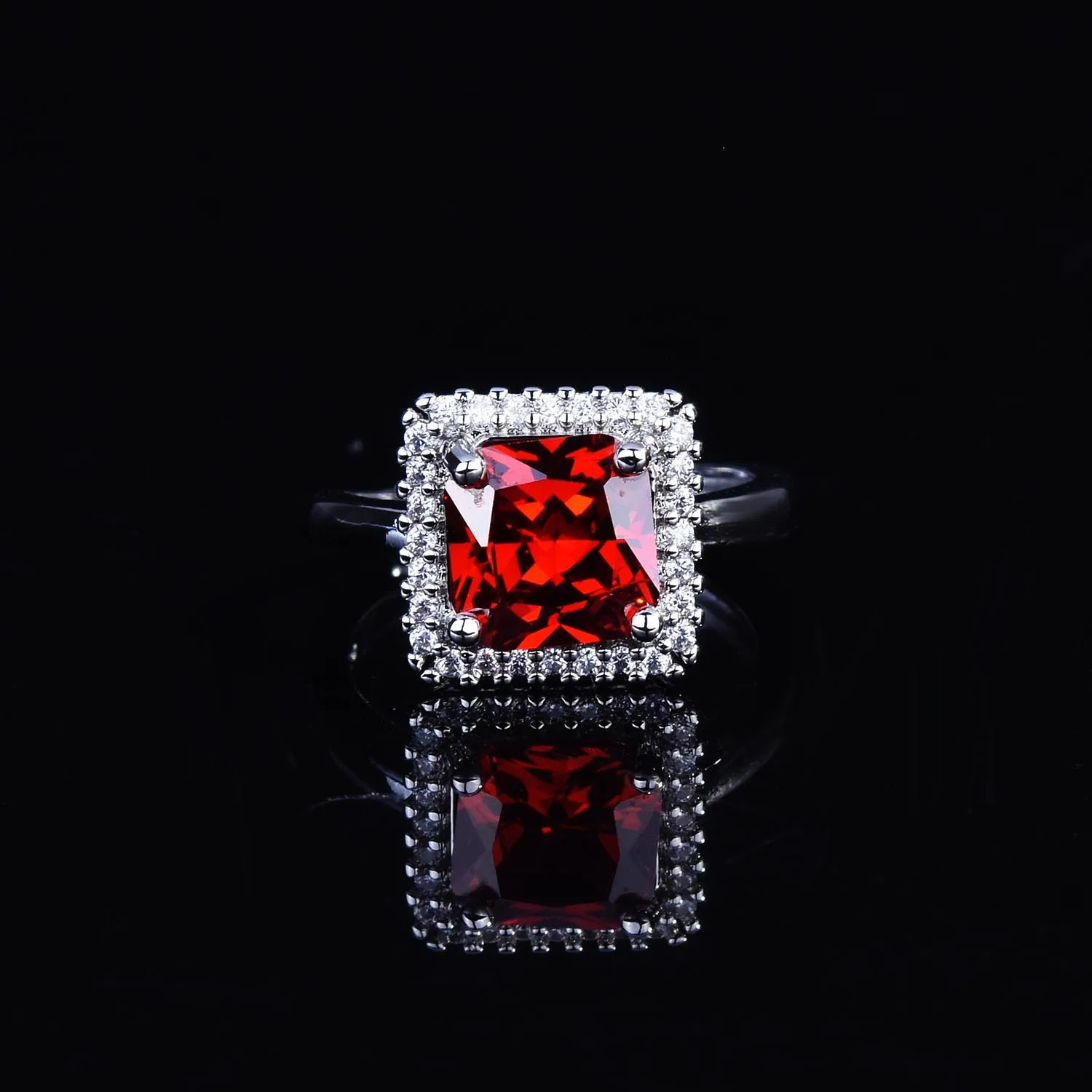 

DIWENFU 100% S925 Silver Ring Women Punk Anillos De Silver 925 Jewelry Red Ruby Gemstone Wedding Bands Ruby Bizuteria Open Ring