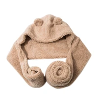 Cute Bear Ears Warm Hat Scarf Women Girls Winter Hat Warm Scarf Hat Durable TY66