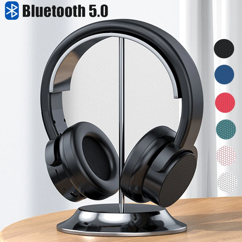 

Беспроводные наушники Bluetooth5.0 с шумоподавлением, игровая гарнитура, складные музыкальные наушники с микрофоном, поддержка FM TF карты