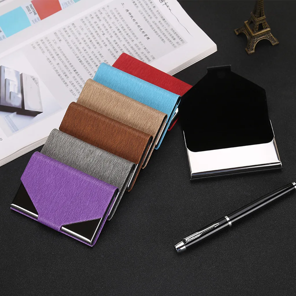 Креативный металлический кожаный чехол портмоне для кредитных карт|Держатели