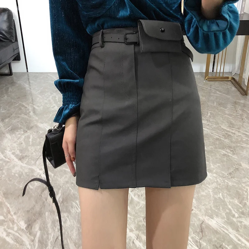 Женская Асимметричная юбка в Корейском стиле осенняя Милая трапециевидная мини