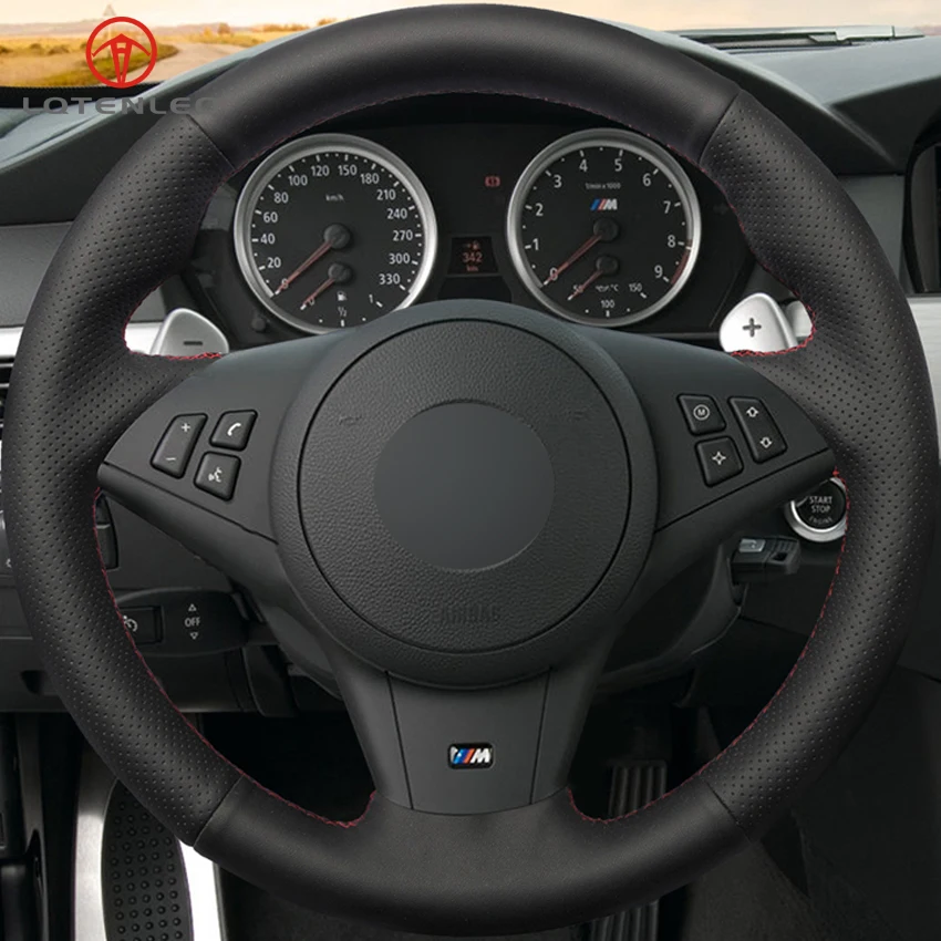 Черный чехол на руль LQTENLEO из искусственной кожи для BMW E60 E61 Touring 530d 545i 550i E63 Coupe E64 630i