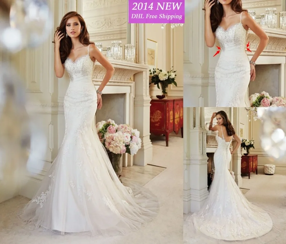 

Wv-53 New Designer Sexy docinho com Crystal Beading e rendas apliques Tulle sereia vestidos de casamento 2019 Custom-made cor