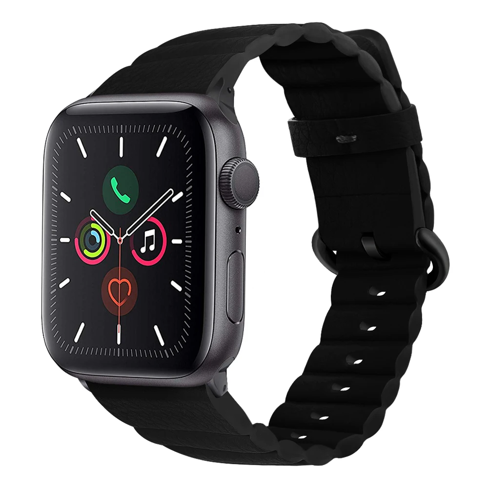 Ремешок для часов Apple Watch 42 мм 38 мм 40 мм 44 мм ремешок из натуральной кожи для iWatch серии 5 4 3 2 1 - Цвет ремешка: B-black