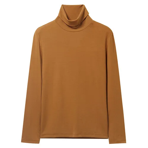 55Brown Giordano Мужская футболка, Мужская эластичная ткань, водолазка, толстая футболка, Мужская Осенняя Однотонная футболка с длинными рукавами Homme 01029793 - Цвет: 55Brown
