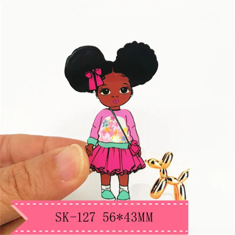 

1pcs cartoon girl and dog Quicksand Acrylic Sequins custom Shaker Resins DIY bow center SK-127
