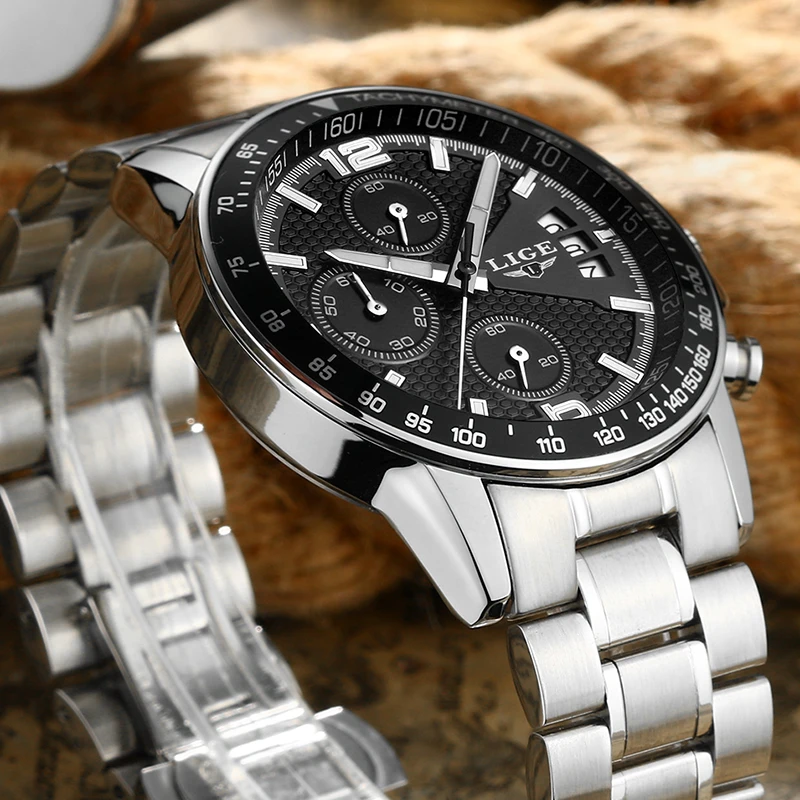 LIGE мужские часы Топ люксовый бренд полная сталь водонепроницаемые спортивные
