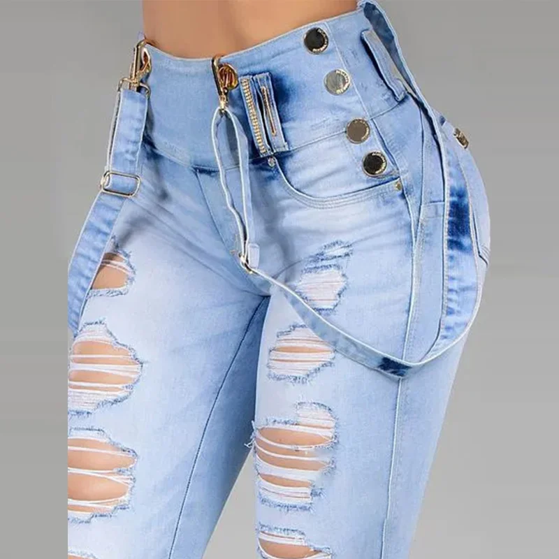 

Ripped straight skinny women cropped denim pants fringed Women ankle-length sexy zippers trousers 2021 ladies summer jeans Pant