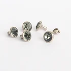 100 комплектов 8 мм серыечерные алмазные стеклянные заклепки из горного хрусталя кожаные заклепки серебряная металлическая основа для одежды сумка кожевенное ремесло