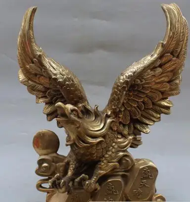 Бронзовая статуэтка Fengshui Hawk Eagle king Of Bird Class 18 дюймов Китай|Статуи и скульптуры| |