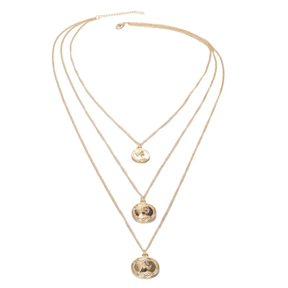

Fashion Bohemia Multilayer Necklace Sets For Women Three Coin Set Simple Necklace Aestheitc Jewelry 2021 Necklace Wholesale