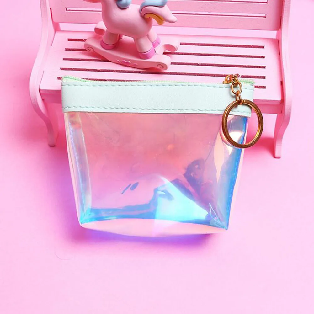 

Transparent Coin Purse Women Wallet Laser PVC Card Key Cosmetic Money Clutch Bag Case Mini Zipper Wallets Pouch Makeup Bags