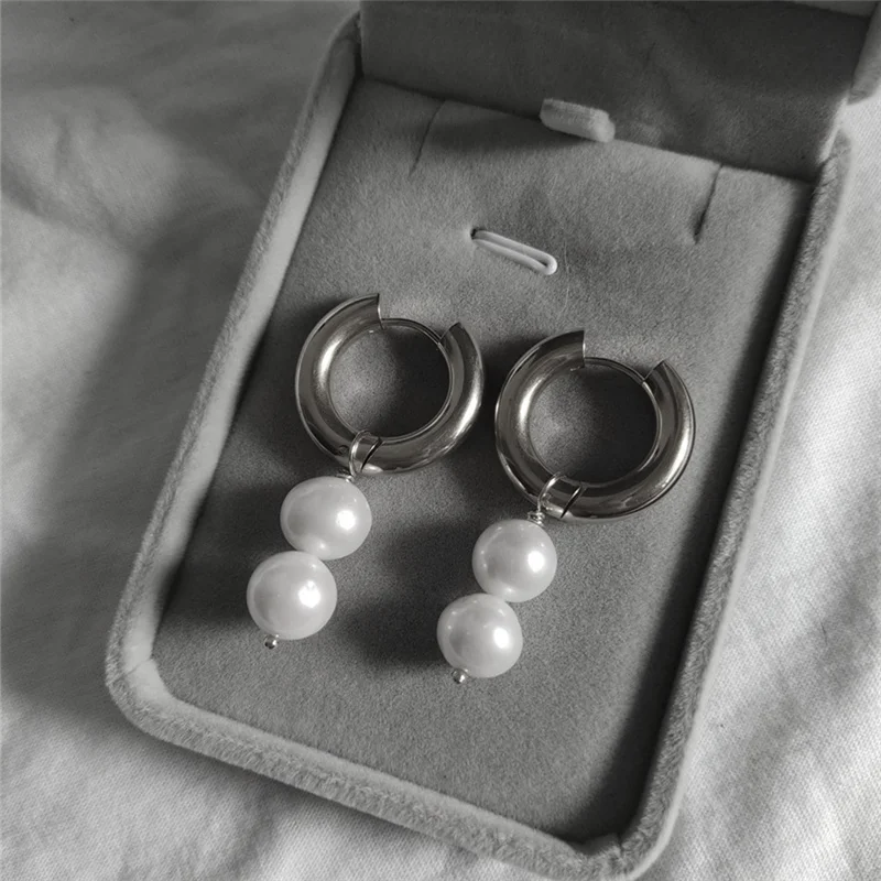 

Kshmir New style pendant women irregular freshwater pearl earrings simple fashion stainless steel earrings girls jewelry gift