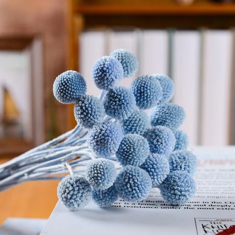 

5pcs Fleurs Sechees Golden Ball Craspedia Preserved Artificial Real Bouquet Family Dining Table Wedding Salon Home Decoration