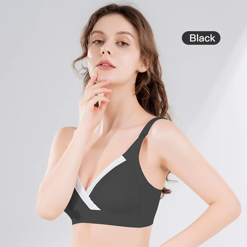 Sujetador de maternidad transpirable para lactancia, ropa interior c&oacute;moda de algod&oacute;n para alimentar a beb&eacute;, sin bordes, amigable con la piel-1