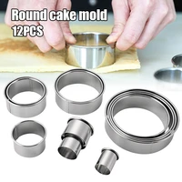 12pcsset stainless steel mousse round cake ring mold donut fondant mold baking utensils vc