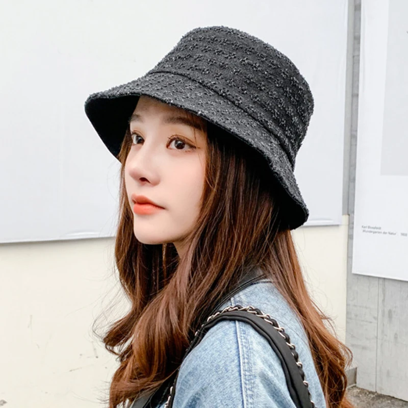 

Hat female Japanese spring and autumn net red lattice dome cowboy fisherman hat fashion street trend casual sunshade hat