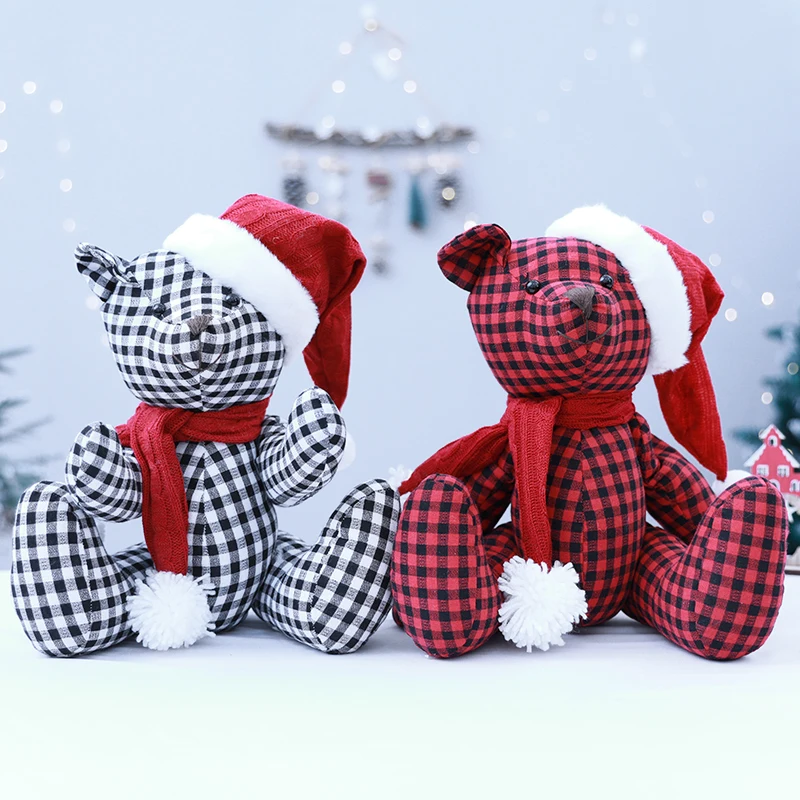 

New Cute Red and Black Plaid Teddy Bear Plush Toy Doll Birthday Children's Gifts Wedding 2020 Christmas Gifts Home Decoration