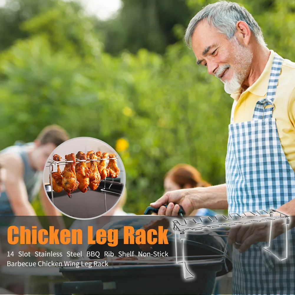 Портативная корзина для гриля сетчатый зажим 14 слотов полка из нержавеющей стали