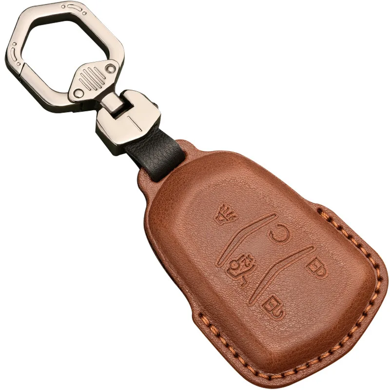

Genuine Leather Handmade Car Key Fob Case Cover Bag Protector Suitable For Cadillac Key Fob Cover Case ATS XTS XT5 XT4 CT6 XT6