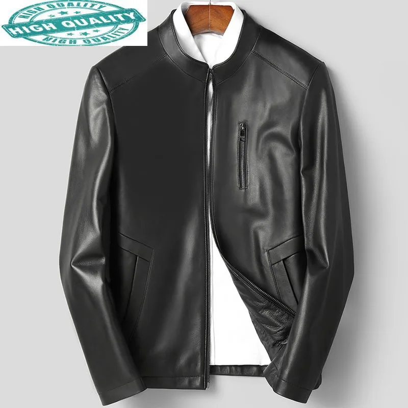 

Genuine New Leather Jacket Men Slim Real Sheepskin Coat Casaul Autumn Spring Clothing Chaqueta Cuero Hombre WPY4447