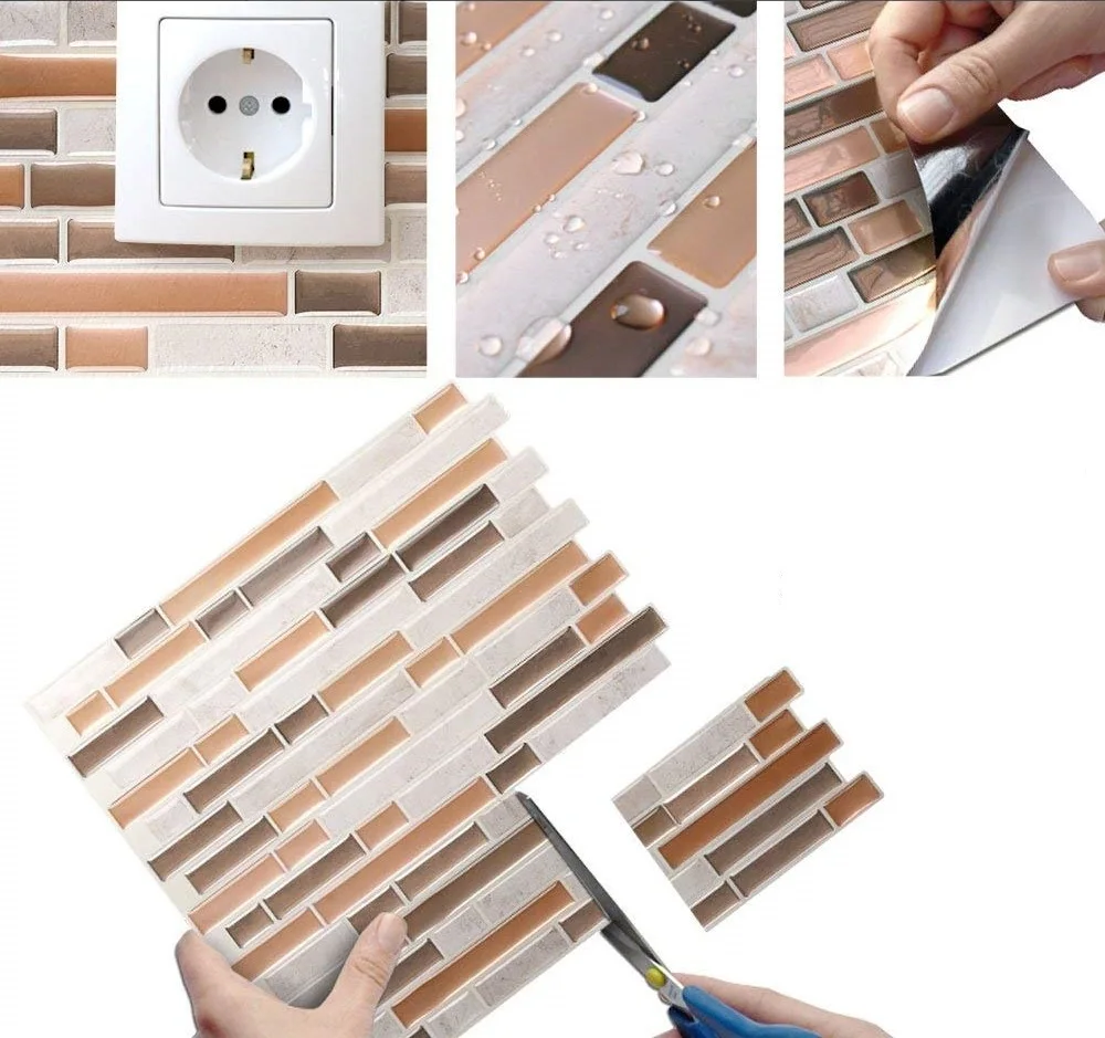 

3D Mosaic WallSticker Backsplash DIY Kitchen Bathroom Wall Sticker Peel and Stick Tiles Home Decor Wall Sticker Vinyl 3D Tiles