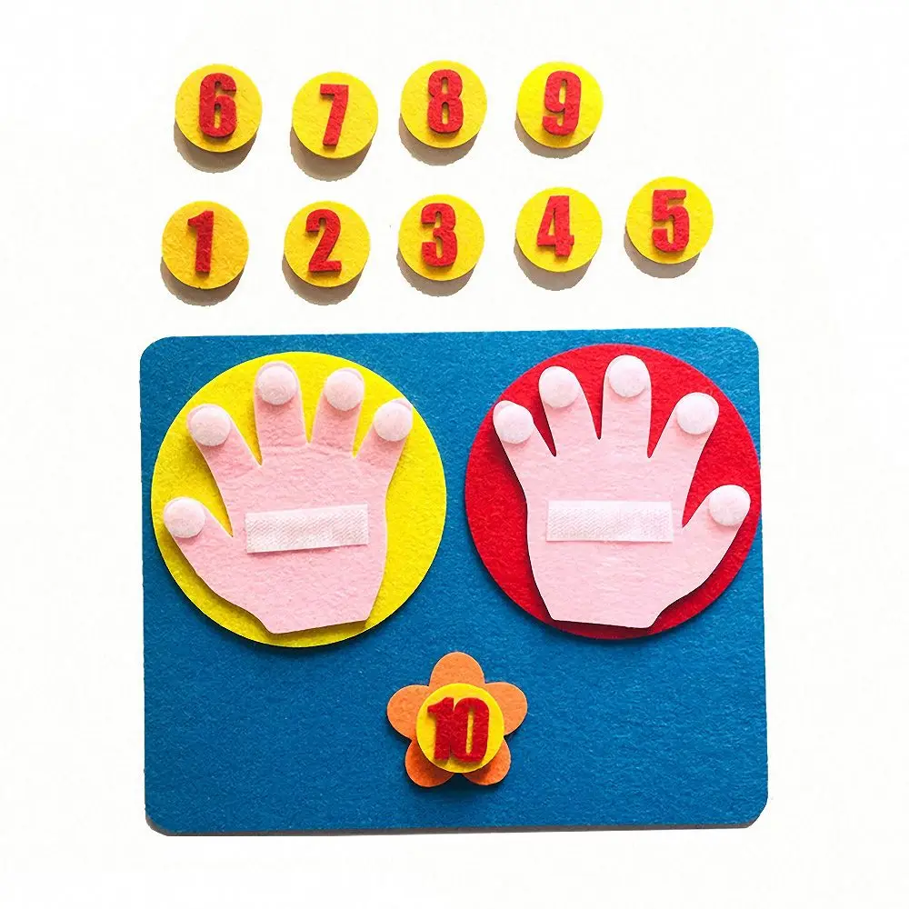 

1Set Handmade Felt Finger Numbers Math Toy 25*20cm Children Counting Math Toy Teaching Aids DIY Weave Craft Montessori for Kids
