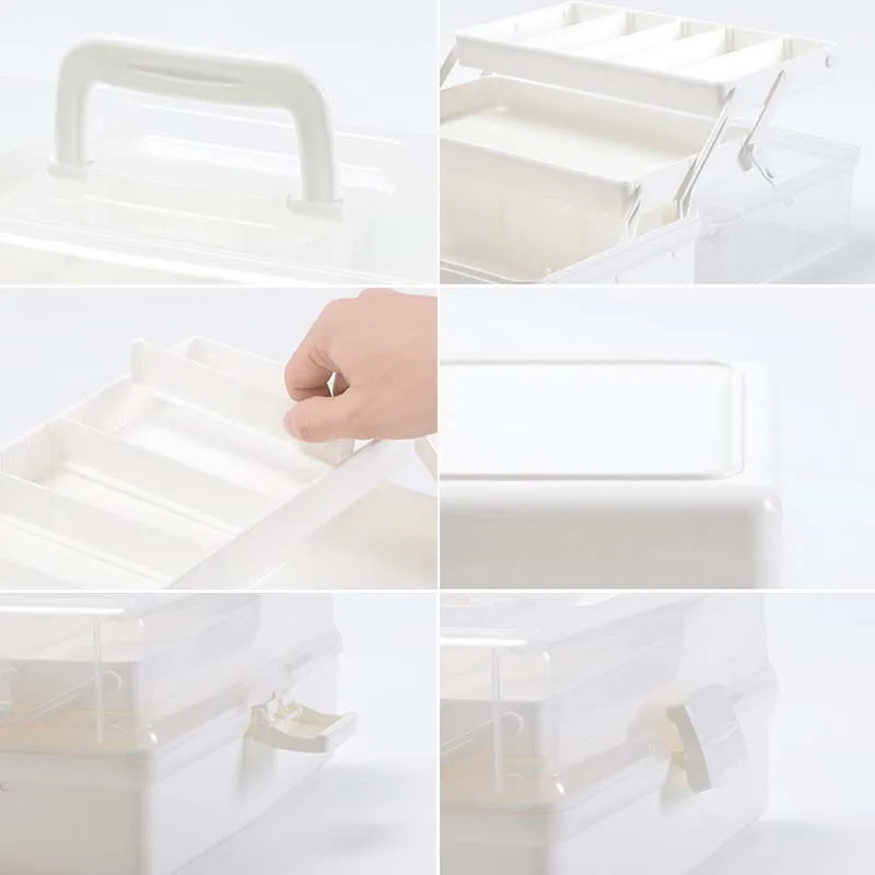 

3 Layers Plastic Storage Box Medical Box Organizer Multi-Functional Portable Medicine Cabinet Family Emergency Kit Box