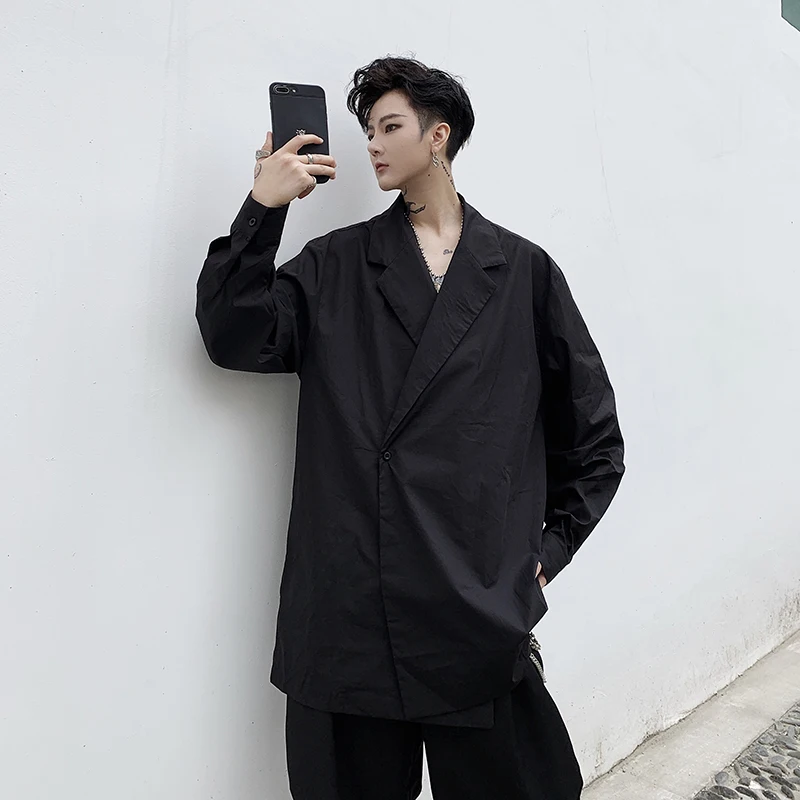 Мужская Японская уличная одежда костюм стильная рубашка куртка верхняя для