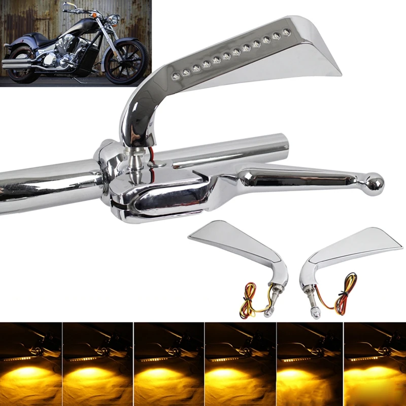 

5/16 Inch Rearview Mirrors, For Sportster Softail Dyna Electra Glide Dynamic LED Turn Signal Light Side Mirror