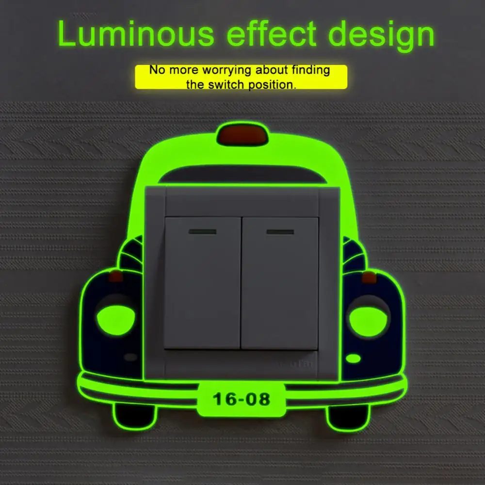 

80% Hot Sales!!! 8.5x8.5cm Silicone Luminous Glow in Dark Wall Sticker Switch Cover Protector