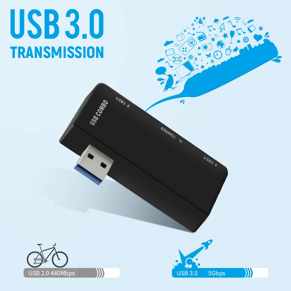 

USB 3.0 5 in 1 Multifunction USB HUB USB 3.0 Splitter OTG SD TF Card Reader Mini Portable USB 3.0 Expander for Laptop PC
