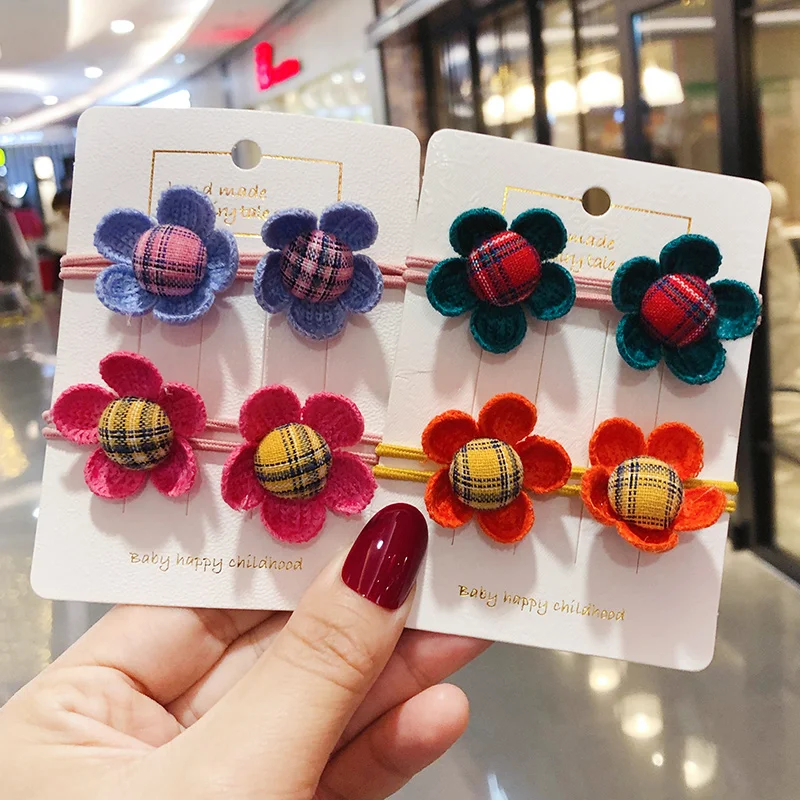 2 шт./компл. новые милые цветные эластичные резинки для волос в клетку с