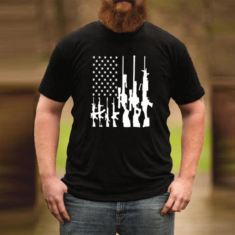 

Gun Flag Men Tshirt Flag Military Army Mens Shirt Streetwear 2021 USA Flag Tees Military Oversized Tee Graphic Summer XL