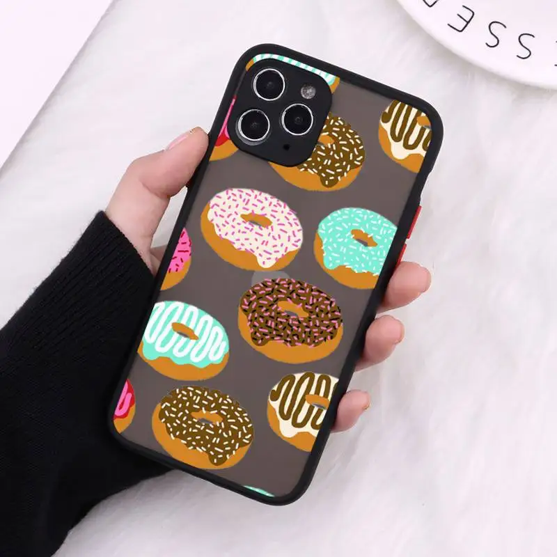 

girly cute donut cake Phone Cases Matte For iPhone 12 Mini 11 Pro XR XS Max 7 8 Plus X Hard PC Back Cover