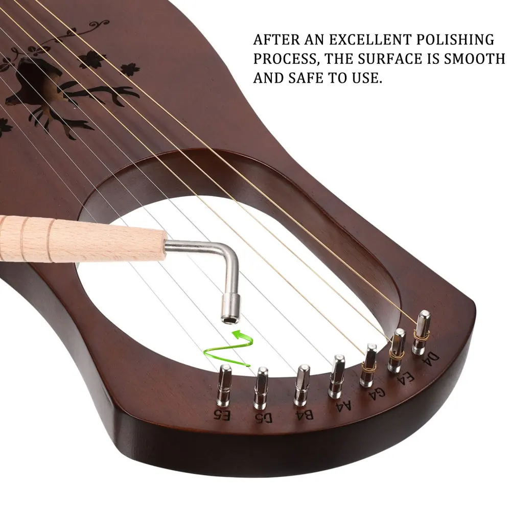

1 Set Wooden Lyre Harp Retro 7-string Lyre Harp Musical String Instrument